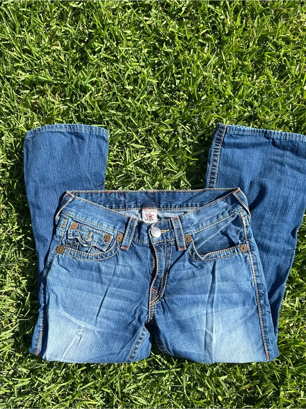 True Religion Men's Blue Bootcut Jeans Billy Big T Size 31